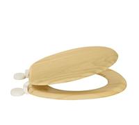 MSV Asiento de Inodoro de Madera de Pino embaló con bisagras de plástico, Color marrón