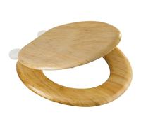 MSV Asiento de Inodoro de Madera de Pino embaló con bisagras de plástico, Color marrón