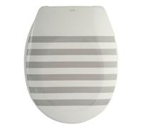 MSV - Asiento de inodoro termorrígido - Bisagras PS - Cierre suave - Diseño original - Para niños y familias - Fácil de instalar - Duradero e higiénico - SEAUVILLE - Gris y blanco