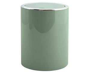 MSV ASPEN - Papelera de diseño con tapa basculante (6 L, diámetro x altura: 18,5 x 26 cm), color verde