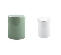 MSV Aspen Set de 2 Papeleras 6 L Verde y Blanco | tapa con cierre suave, cubo interior extraíble, verde / blanco