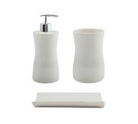 MSV Bad Accessoires Palma - Dispensador de jabón (cerámica, 3 Piezas), Color Blanco