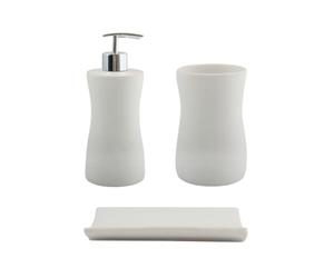MSV Bad Accessoires Palma - Dispensador de jabón (cerámica, 3 Piezas), Color Blanco