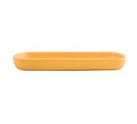 MSV Bandeja de cerámica, Organizador, Plato para Frutas, té, cosméticos, Joyas, Ovalado, para Lavabo, baño, armarios, Color Amarillo azafrán Mate, única