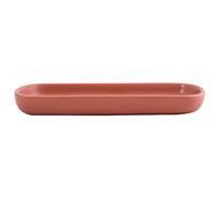 MSV Bandeja de cerámica, Organizador, Plato para Frutas, té, cosméticos, Joyas, Ovalado, para Lavabo, baño, armarios, Color Terracota Mate, única