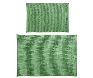 MSV Basil - Juego de 2 alfombrillas de baño de chenilla de pelo largo, 40 x 60 cm + 60 x 90 cm