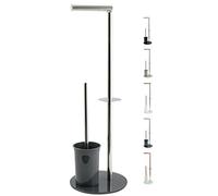 MSV Bergamo - Escobillero para WC, vidrio acero inoxidable plástico, gris