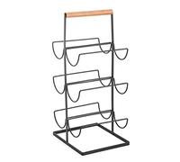 MSV Botellero para vino, 6 botellas, fijación a la pared, metal, negro, bambú