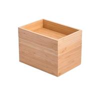 MSV - Caja Organizadora Versátil - 2 Compartimentos Apilables - Gama ISALYS - Almacenamiento de Maquillaje, Joyería, Accesorios - Bambú Ecológico - Beige