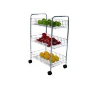 MSV Carro de Cocina con 3 Niveles 62x40x26cm en Acero Cromado, Plata, 62x40x26 cm