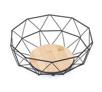 MSV Cesta de frutas Diseño industrial Madera y Acero ELIE Negro mate