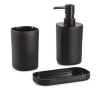 MSV Bad Accessoires - Dispensador de jabón, jabonera, Vaso para cepillos de Dientes, Lona Color Gris