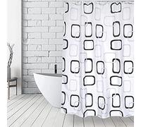 MSV Cortina de Baño Anti-Bacterias y Antimohos, Poliéster, Negro y Blanco, 22x50x6 cm