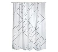 MSV Cortina de Ducha antimoho, antibacteriana, Lavable, Impermeable, con 12 Anillas de Cortina de Ducha, poliéster, Monolithic, 180 x 200 cm, Color Blanco y Negro