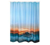MSV - Cortina de Ducha antimoho, antibacteriana, Lavable, Impermeable, con 12 Anillas, poliéster, Puesta de Sol, 180 x 200 cm