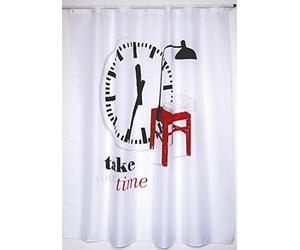 MSV cortina de ducha Premium Tómate tu tiempo 180 x 200 cm, poliéster, multicolor, 30 x 20 x 15 cm