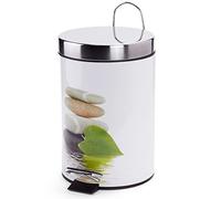 MSV Cubo de basura con pedal Lingga – 3 L, acero inoxidable, hoja verde 25.6x16.5x16.5 cm