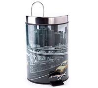 MSV Cubo DE Basura 3L New York, Acero Inoxidable, Multicolor, 16.7 cm