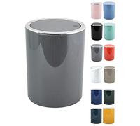 MSV Cubo de Basura 6 litros, ABS Plástico, colección KAMAKA, Color Gris, Ø18,5 x 26 cm