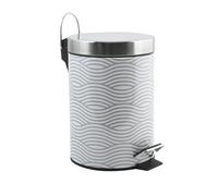 MSV Cubo de Basura con Pedal 3 L, Acero Inoxidable, Rayas Grises, 0