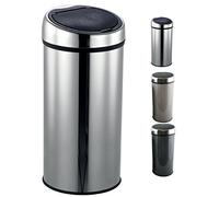 MSV Cubo de Basura INOX Touch 30 L, Antracita, Plateado