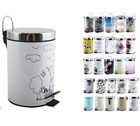 MSV d'enfants Cubo DE Basura 3L Jardin D'ENFANT, Acero Inoxidable, Blanco/Negro, 25.6x16.5x16.5 cm
