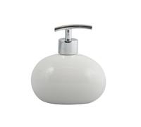 MSV - Dispensador de Jabón Cerámico Java - Diseño Elegante - Ø 8 x 18 cm - Capacidad 300 ML - Blanco - Ideal para Baño y Cocina - Fácil de Limpiar