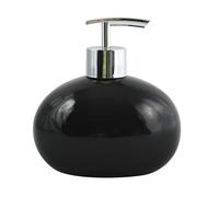 MSV - Dispensador de Jabón Cerámico Java - Diseño Elegante - Ø 8 x 18 cm - Capacidad 300 ML - Negro - Ideal para Baño y Cocina - Fácil de Limpiar