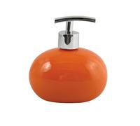 MSV - Dispensador de Jabón Cerámico Java - Diseño Elegante - Ø 8 x 18 cm - Capacidad 300 ML - Naranja - Ideal para Baño y Cocina - Fácil de Limpiar