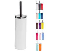 MSV Escobilla de Inodoro de Acero Inoxidable con depósito en Color Blanco, Metal, Ø 93 x 385 mm