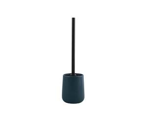 MSV - Escobillero con Soporte de cerámica - Modelo MAONIE - Cerdas Resistentes al Desgaste - 10,4 x 38,8 cm - De pie - Escobillero Fijo - Diseño clásico y Elegante - Color petróleo Mate