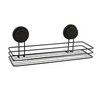 MSV - Estante de Ducha Filaria - Sin taladros - Ventosas - Acero Cromado - 32 x 14 x 13 cm - Negro Mate - Estante Rectangular - Montaje Seguro - Resistente al Agua