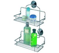 MSV Estante Ducha Doble Super Ventosas, Metal, Cromado, 13x36x28 cm