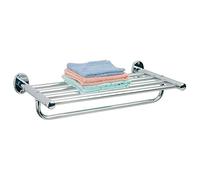 MSV Estante Y TOALLERO DE Metal Cromado, Acero, Plateado, 53x30x12.5 cm