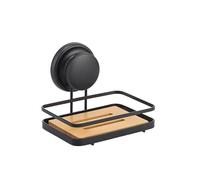 MSV Jabonera con Mega Ventosa Acero y Bambú Negro Mate