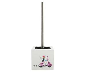 MSV Jane-Escobilla de baño (Acero Inoxidable/MDF), Multicolor, 25 x 25 x 5 cm