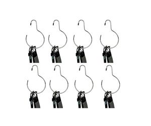 MSV - Juego de 12 Perchas de Acero recubiertas de plástico para Cinturones, Corbatas y Accesorios - Solución de Almacenamiento práctica, Resistente y Antideslizante - 19,5 x 13,5 cm - Gris