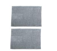 MSV - Juego de 2 Alfombras de Baño Microfibra Chenilla - Pelo Largo y Suave - Antideslizante SEBS - Lavable a Máquina 30° - con Lazo para Colgar - 40 x 60cm - Gris Claro