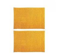 MSV - Juego de 2 Alfombrillas de baño de Microfibra de Chenilla - Pelo Largo, Antideslizantes - Lavables a máquina - Práctico Lazo para Colgar - Máxima Comodidad e higiene - Azafrán - 50 x 80 cm