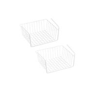 MSV Juego de 2 cestas de Almacenamiento bajo Estante 30x25,5x14cm en Acero Blanco Mate