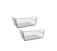 MSV Juego de 2 cestas de Almacenamiento bajo Estante 38,5x25,5x14cm en Acero Negro Mate