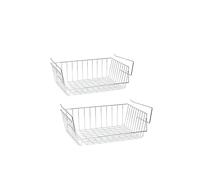 MSV Juego de 2 cestas de Almacenamiento bajo Estante 40x27x14cm Acero Cromado