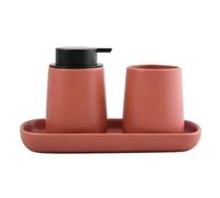 MSV Juego de 3 Accesorios de baño de cerámica MAONIE Terracota Mat