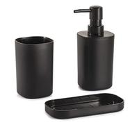 MSV Bad Accessoires - Dispensador de jabón, jabonera, Vaso para cepillos de Dientes, Lona Color Gris