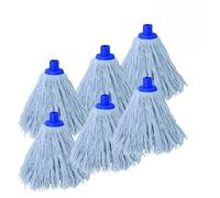 MSV Juego de 6 Flecos de Recambio para Fregona en Algodón Superior 220gr Blanco - Punta Hexagonal