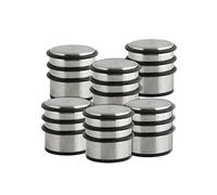 MSV Juego de 6 topes de Puerta de Goma y Acero Inoxidable Macizo