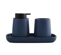 MSV MAONIE Juego de 3 Accesorios de baño de cerámica Azul Oscuro Mate
