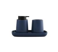 MSV MAONIE Juego de 3 Accesorios de baño de cerámica Azul Oscuro Mate