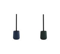 MSV Maonie Set de 2 Escobillas WC Cerámica Azul y Verde Oscuro | recipiente cerrado, cabezal recambiable, azul / verde oscuro