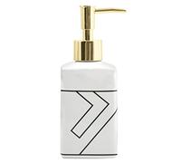 MSV Monolithic-Dispensador de jabón líquido (cerámica, 300 ml), Color Blanco y Dorado, Polirresina, Negro, estándar